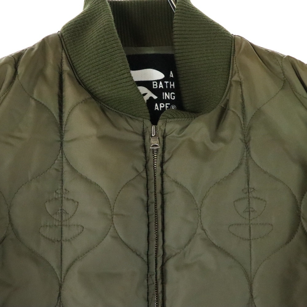 A BATHING APE(アベイシングエイプ) quilting bomber jacket キルティングボンバージャケット カーキ