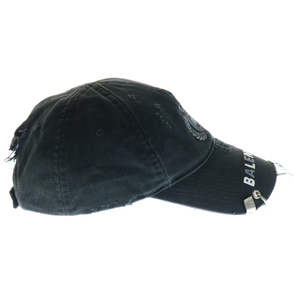 BALENCIAGA(バレンシアガ) Destroyed BB Pierced Cap デストロイヴィンテージロゴピアスキャップ 661887 410B2 ブラック