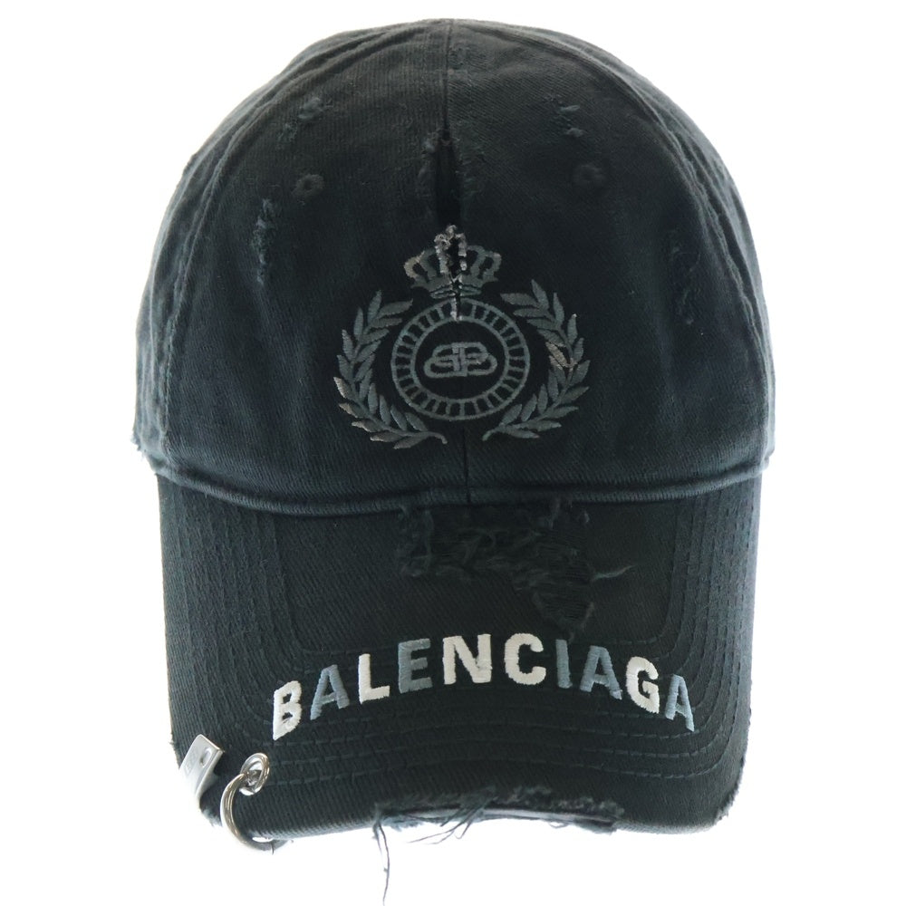 BALENCIAGA(バレンシアガ) Destroyed BB Pierced Cap デストロイヴィンテージロゴピアスキャップ 661887 410B2 ブラック