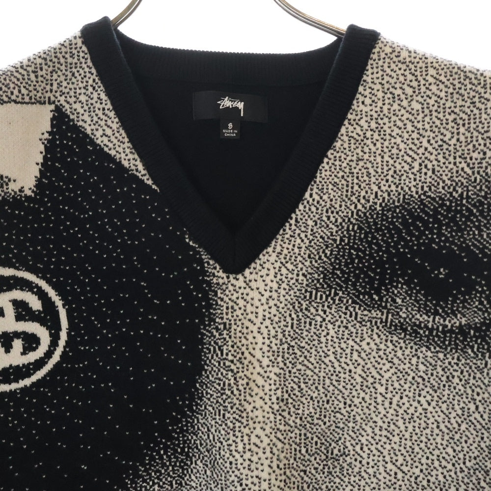 STUSSY(ステューシー) Photo Jacquard Vest フォト ジャガード ニットベスト 117155 ブラック