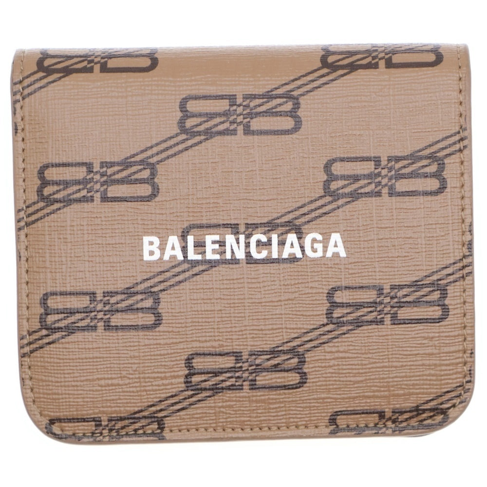 BALENCIAGA(バレンシアガ) BB総柄 コンパクトウォレット 二つ折り財布 594215 2762 0 555583 ブラウン