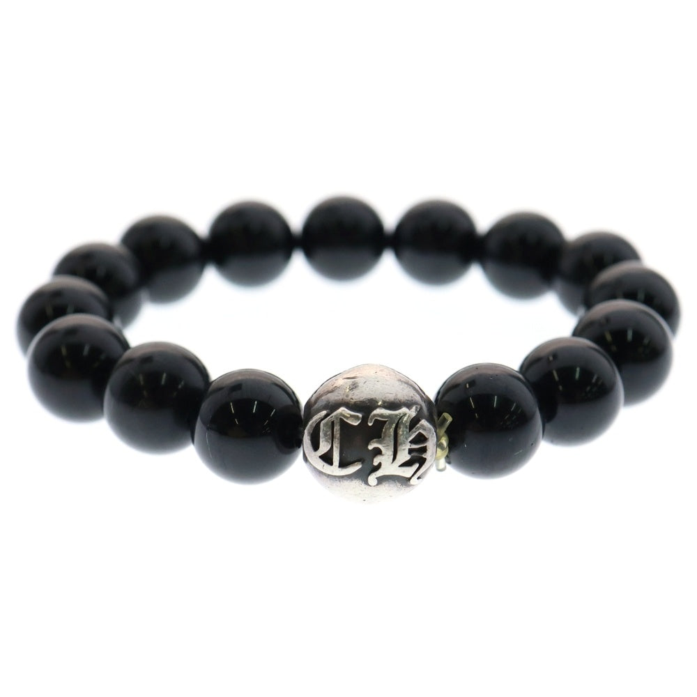 CHROME HEARTS(クロムハーツ) 8mm BEAD ブラックコーラルビーズブレスレット シルバー/ブラック