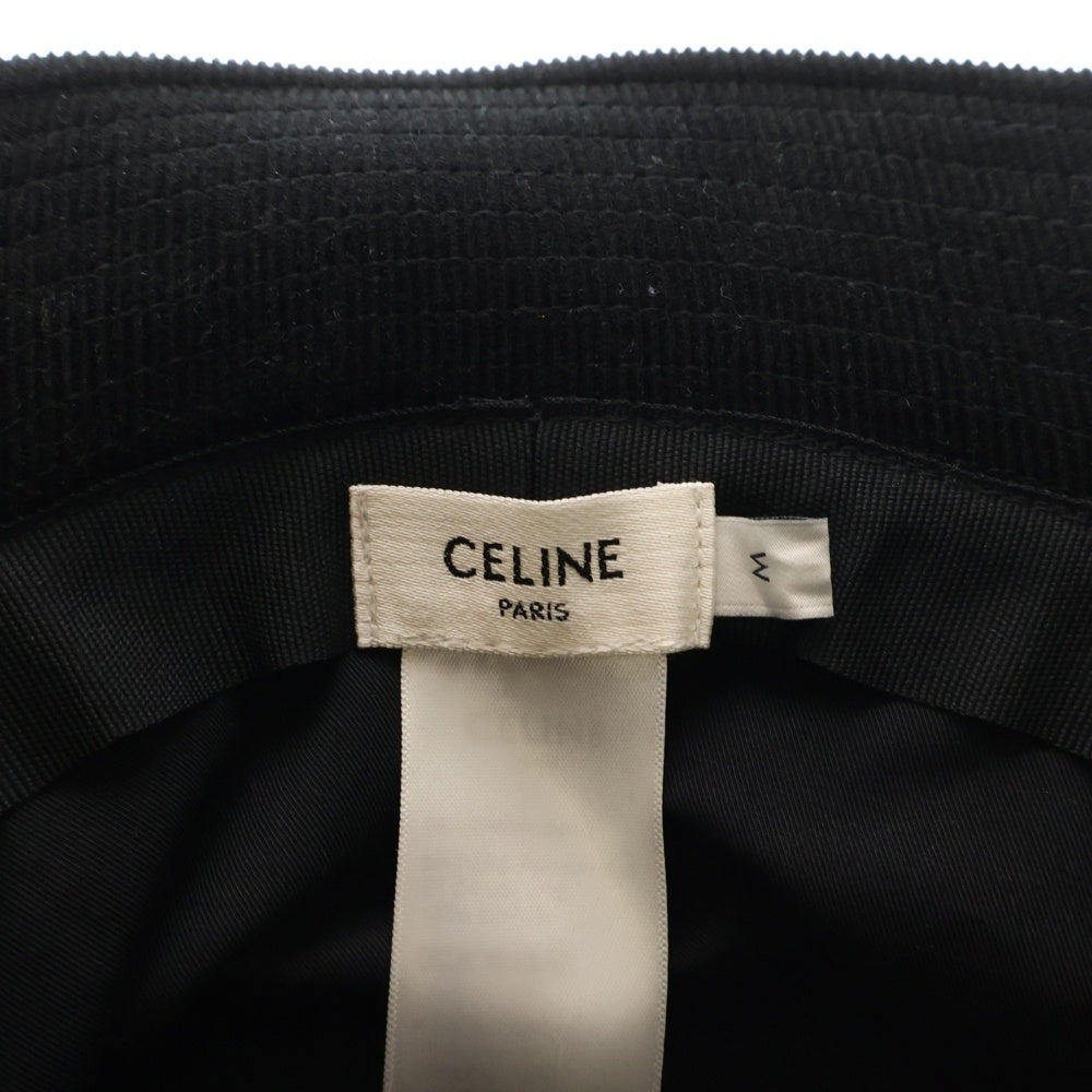 CELINE(セリーヌ) MINI TRIOMPHE BUCKET HAT IN CORDUROY ミニトリオンフ コーデュロイ バケットハット ブラック 2AUJ0665W.38NO