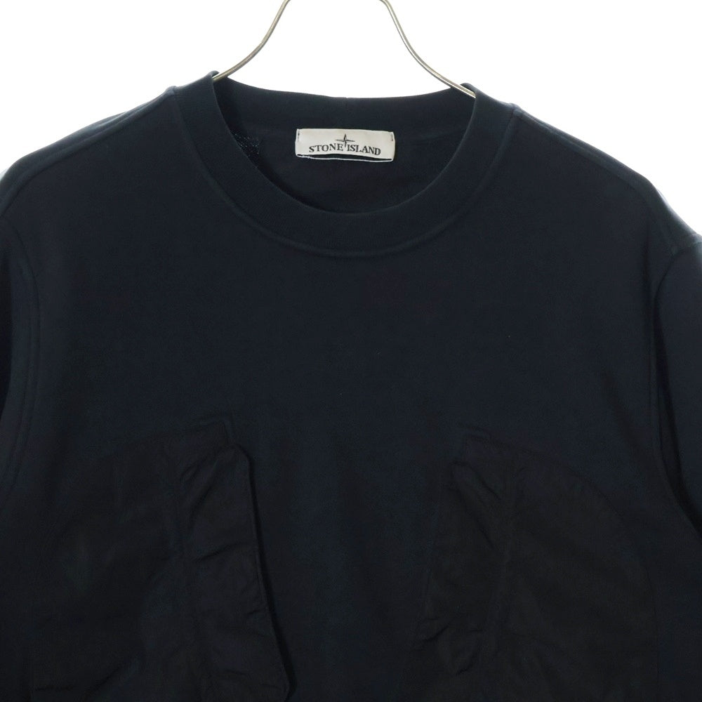 STONE ISLAND(ストーンアイランド) Nylon Front Pocket Crewneck Sweat ナイロン フロント ポケット クルーネック スウェット 781563954 ブラック