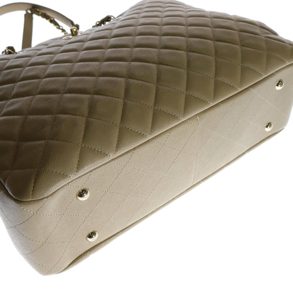 CHANEL(シャネル) ココマーク マトラッセ ラージ キャビアスキン ワンショルダー チェーントート バッグ A91046 ベージュ