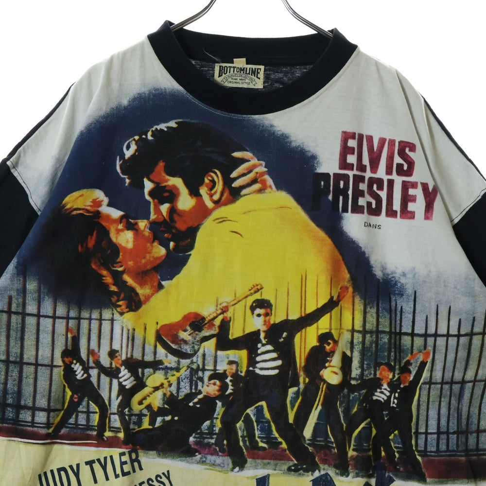 VINTAGE(ヴィンテージ) ELVIS PRESLEY RE ROCK BAGNE エルヴィスプレスリー プリント クルーネック半袖カットソー ブラック