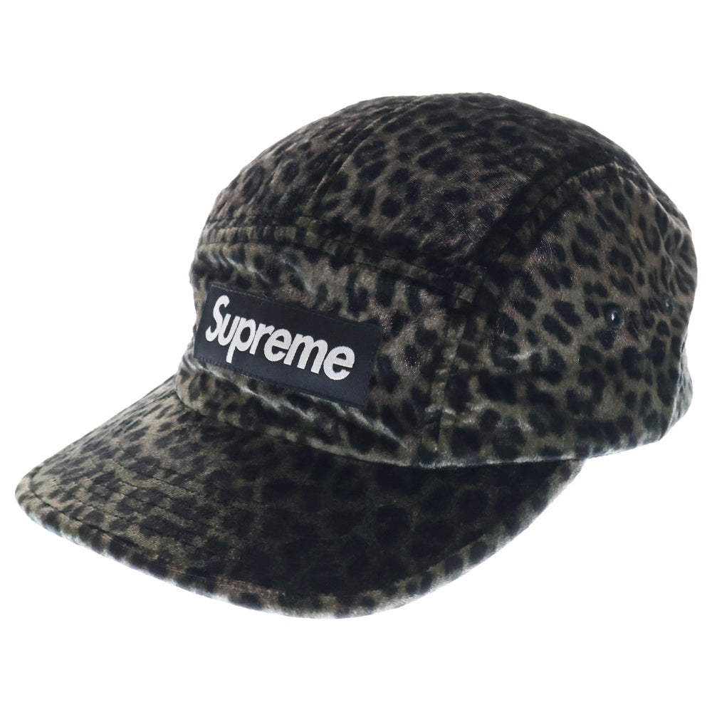 SUPREME(シュプリーム) 24SS Leopard Velvet Camp Cap レオパード ベルベット キャンプキャップ ブラック