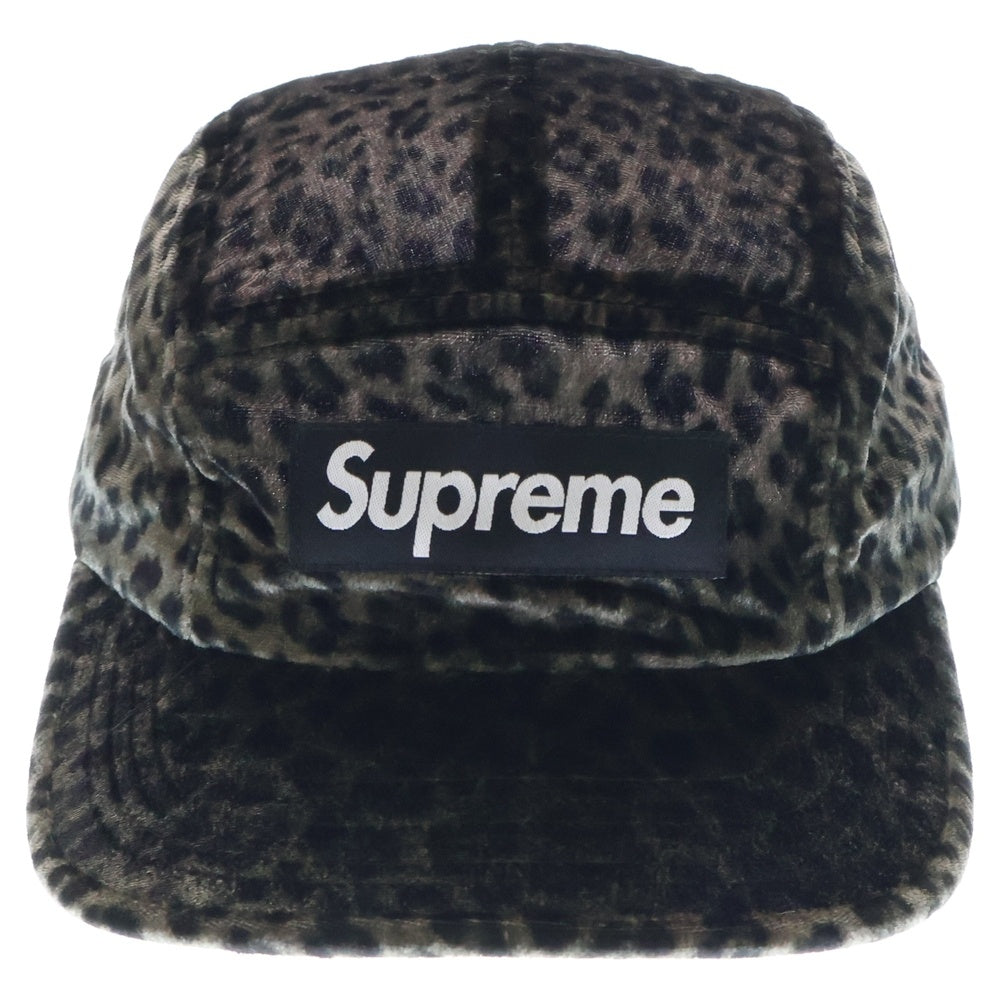 SUPREME(シュプリーム) 24SS Leopard Velvet Camp Cap レオパード ベルベット キャンプキャップ ブラック