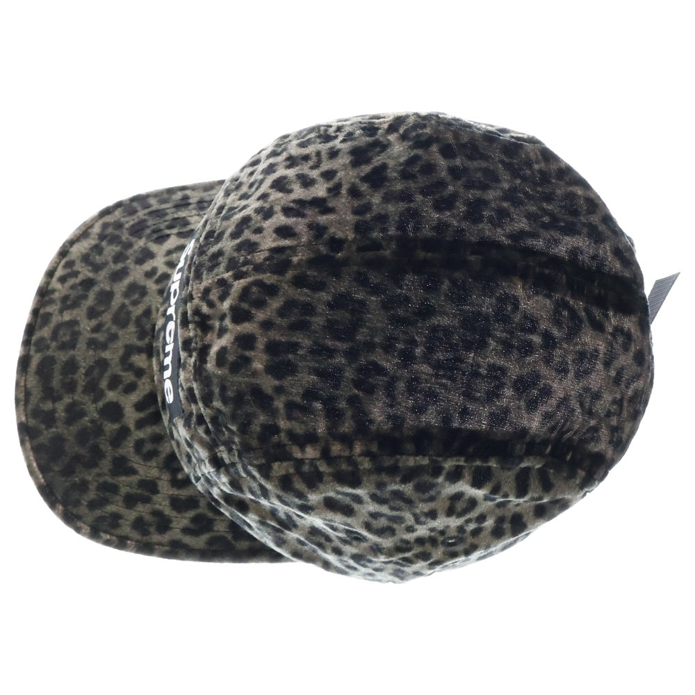 SUPREME(シュプリーム) 24SS Leopard Velvet Camp Cap レオパード ベルベット キャンプキャップ ブラック