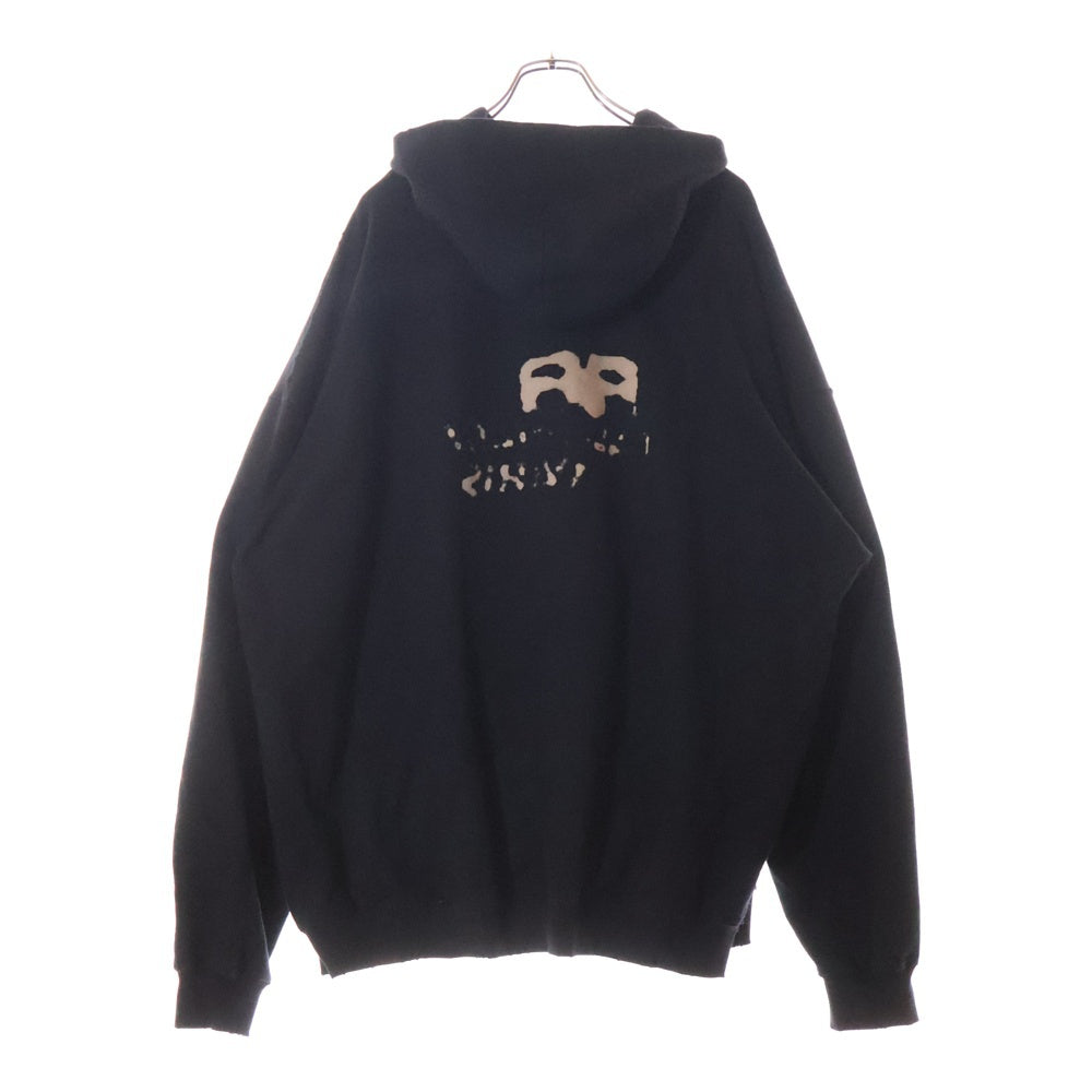 BALENCIAGA(バレンシアガ) 23SS Hand Drawn BB Icon Hoodieダメージ加工ロゴ オーバーサイズ プルオーバーパーカー T07 620973TNVQ1 1059 ブラック