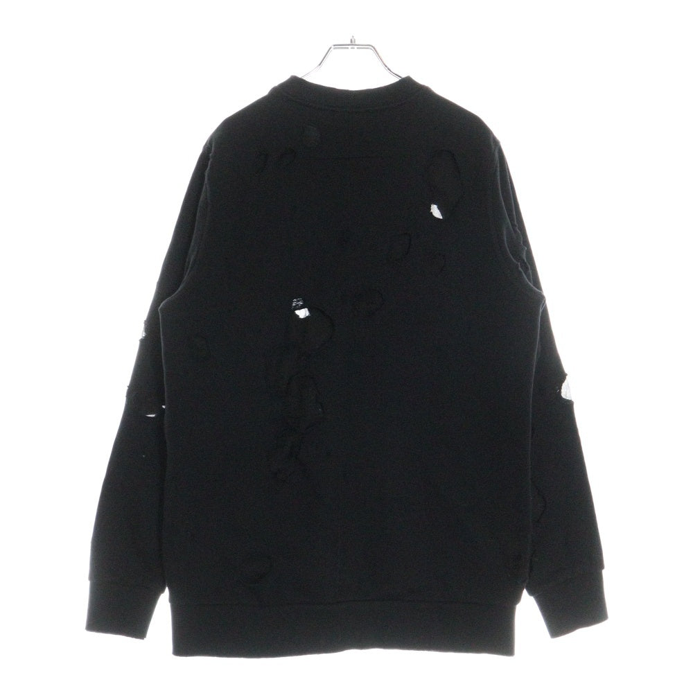GIVENCHY(ジバンシィ) デストロイ ダメージ加工 クルーネックスウェットシャツ トレーナー 16P 7705 485 ブラック