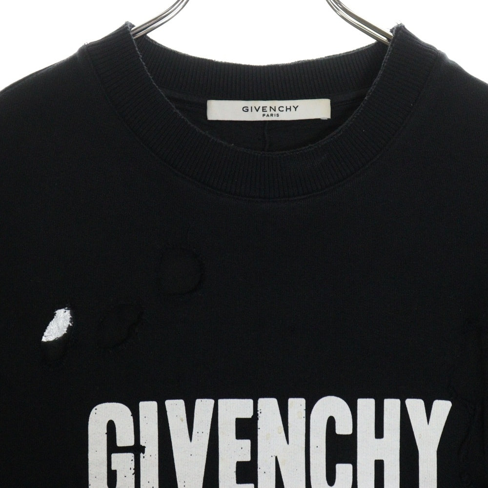 GIVENCHY(ジバンシィ) デストロイ ダメージ加工 クルーネックスウェットシャツ トレーナー 16P 7705 485 ブラック