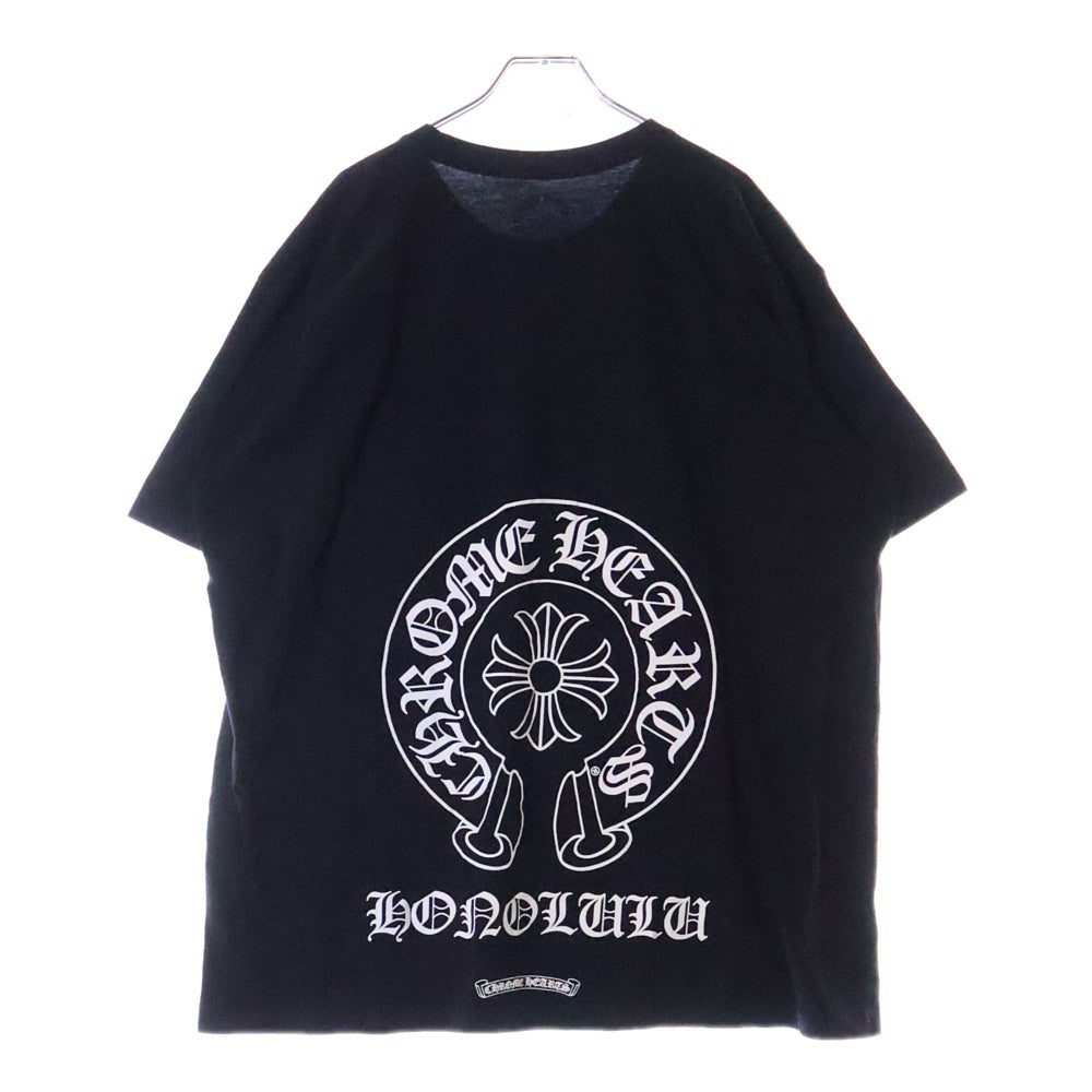 CHROME HEARTS(クロムハーツ) HONOLULU BACK CH PLUS TEE ホノルル CHプラス ホースシュー バックプリント 半袖ポケットTシャツ クルーネックカットソー ブラック