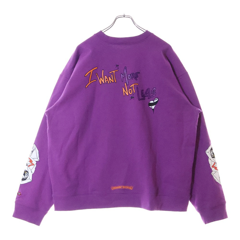 CHROME HEARTS(クロムハーツ) MATTY BOY PPO IWANT MORE NOT LESS HD PLVR マッティボーイ プリント クルーネックスウェットトレーナー パープル