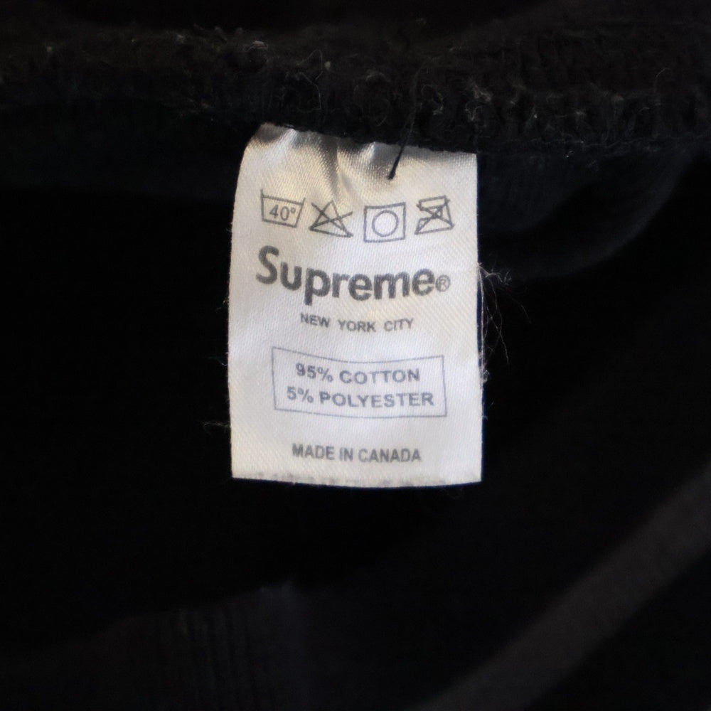 SUPREME(シュプリーム) ロゴ刺? リブボーダー柄 クルーネックスウェットトレーナー ブラック