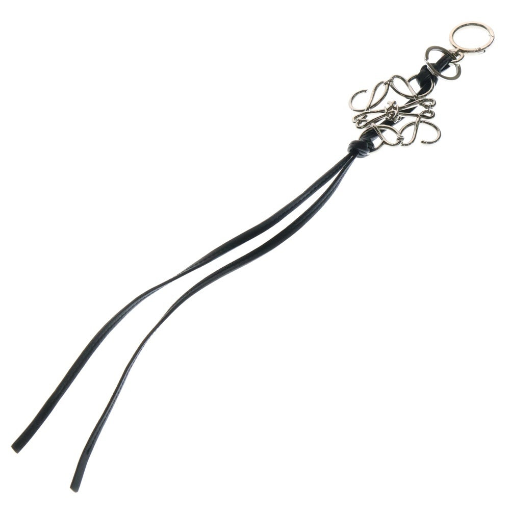 LOEWE(ロエベ) アナグラム チャーム カーフ キーホルダー シルバー金具 ブラック/シルバー