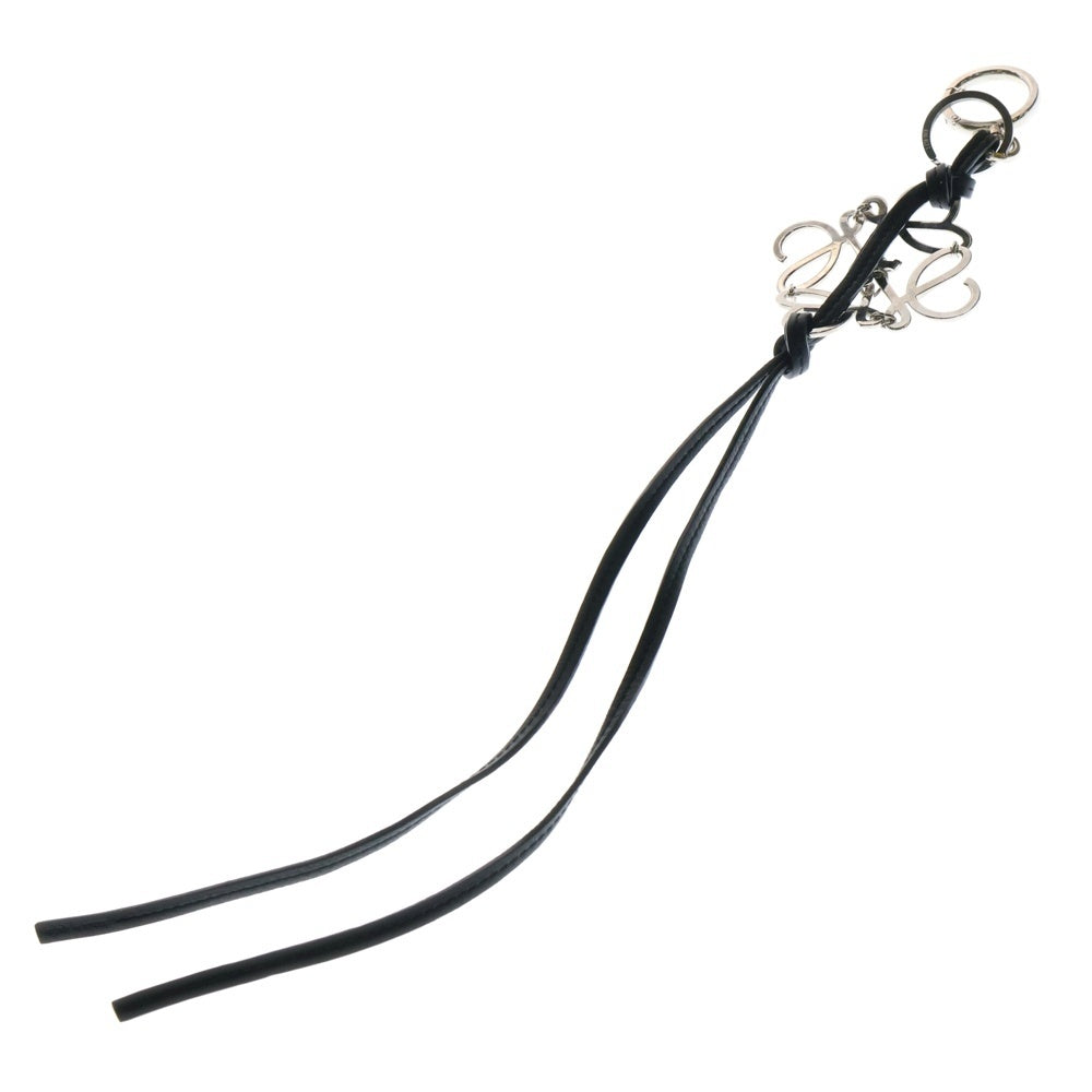 LOEWE(ロエベ) アナグラム チャーム カーフ キーホルダー シルバー金具 ブラック/シルバー