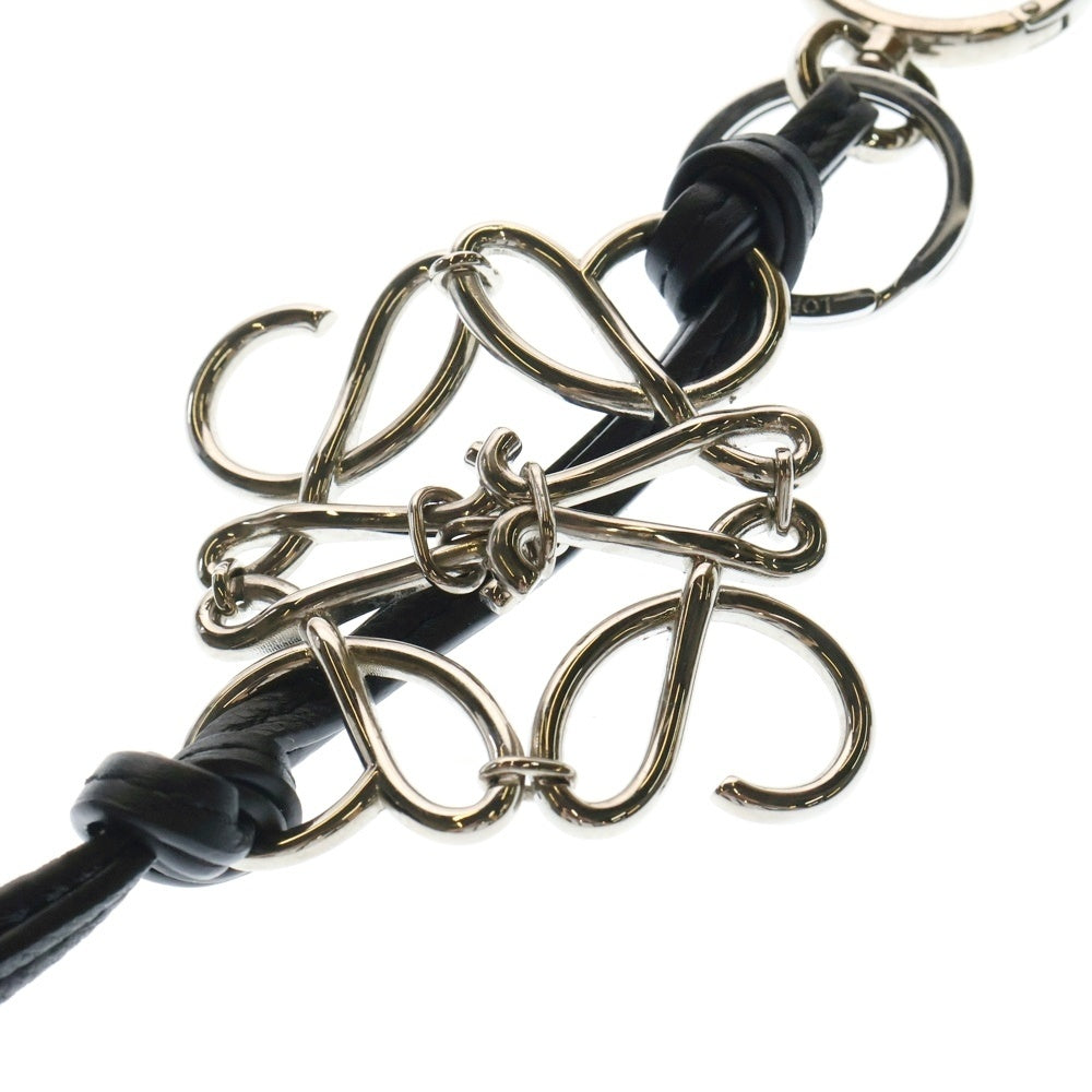 LOEWE(ロエベ) アナグラム チャーム カーフ キーホルダー シルバー金具 ブラック/シルバー