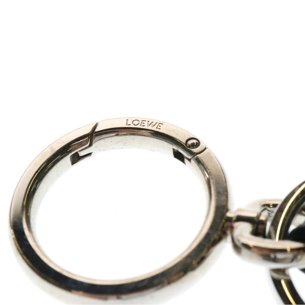 LOEWE(ロエベ) アナグラム チャーム カーフ キーホルダー シルバー金具 ブラック/シルバー