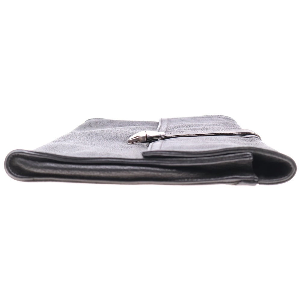 CHROME HEARTS(クロムハーツ) SALTED PRETZEL BAG GREY LIZARD STRIPE レザー切り替え クラッチバッグ ブラック