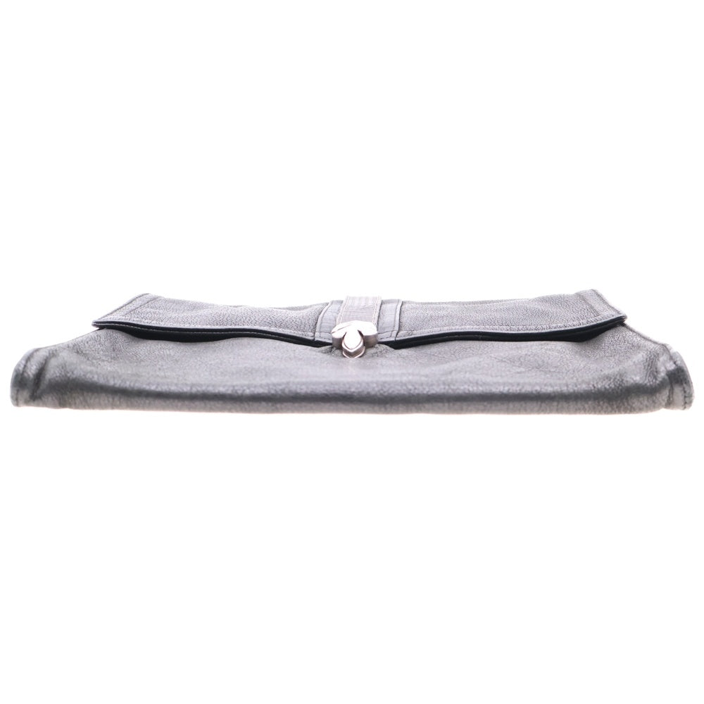 CHROME HEARTS(クロムハーツ) SALTED PRETZEL BAG GREY LIZARD STRIPE レザー切り替え クラッチバッグ ブラック