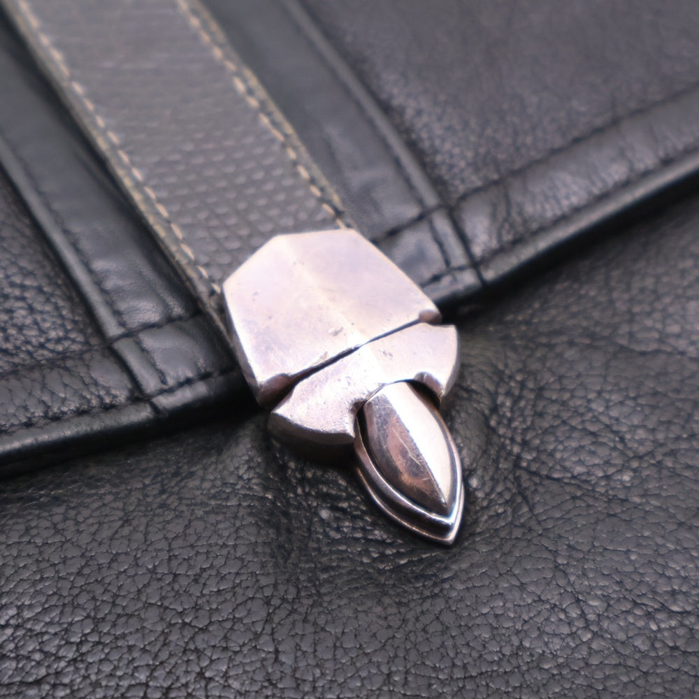 CHROME HEARTS(クロムハーツ) SALTED PRETZEL BAG GREY LIZARD STRIPE レザー切り替え クラッチバッグ ブラック