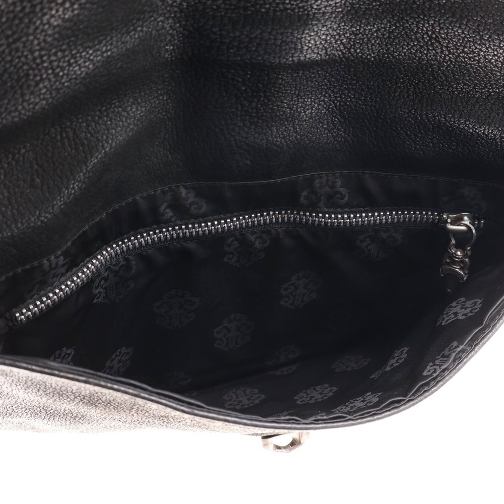 CHROME HEARTS(クロムハーツ) SALTED PRETZEL BAG GREY LIZARD STRIPE レザー切り替え クラッチバッグ ブラック