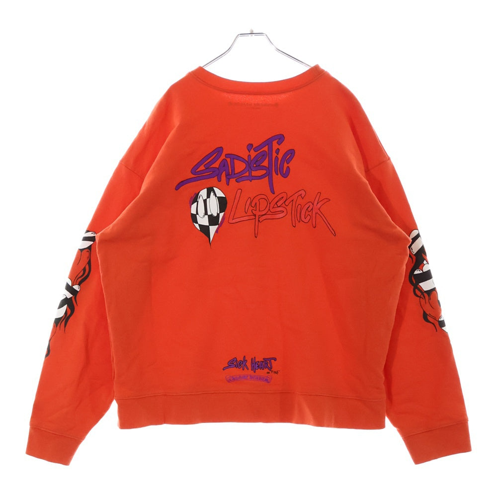 CHROME HEARTS(クロムハーツ) 23SS ×MATTY BOY SPARK THE HEART SWTSHRT マッティボーイ プロスパーク ザ ハート プリント クルーネックスウェットトレーナー レッド