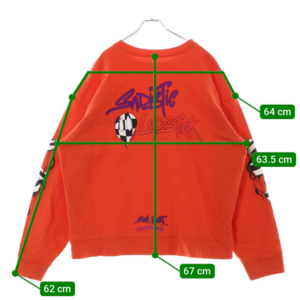 CHROME HEARTS(クロムハーツ) 23SS ×MATTY BOY SPARK THE HEART SWTSHRT マッティボーイ プロスパーク ザ ハート プリント クルーネックスウェットトレーナー レッド