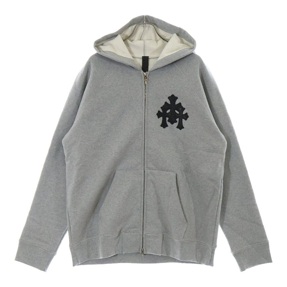 CHROME HEARTS(クロムハーツ) Y NOT クロスパッチ付きジップアップパーカー フーディー グレー