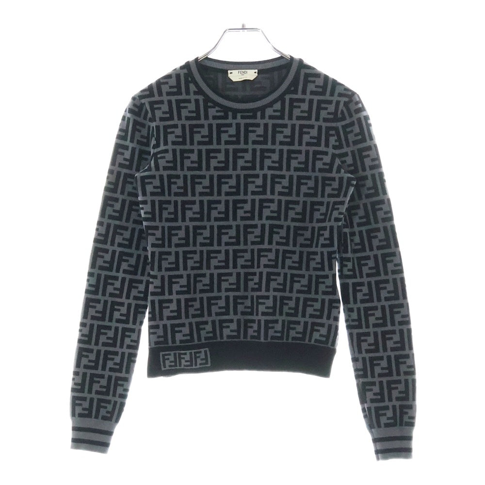 FENDI(フェンディ) FFロゴ ズッカ柄 クルーネックニットセーター FZY703 A5QG ブラック