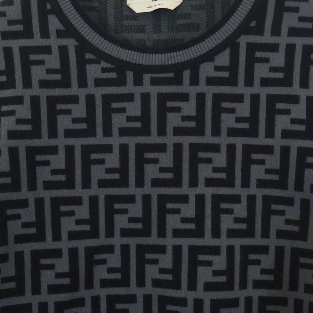 FENDI(フェンディ) FFロゴ ズッカ柄 クルーネックニットセーター FZY703 A5QG ブラック