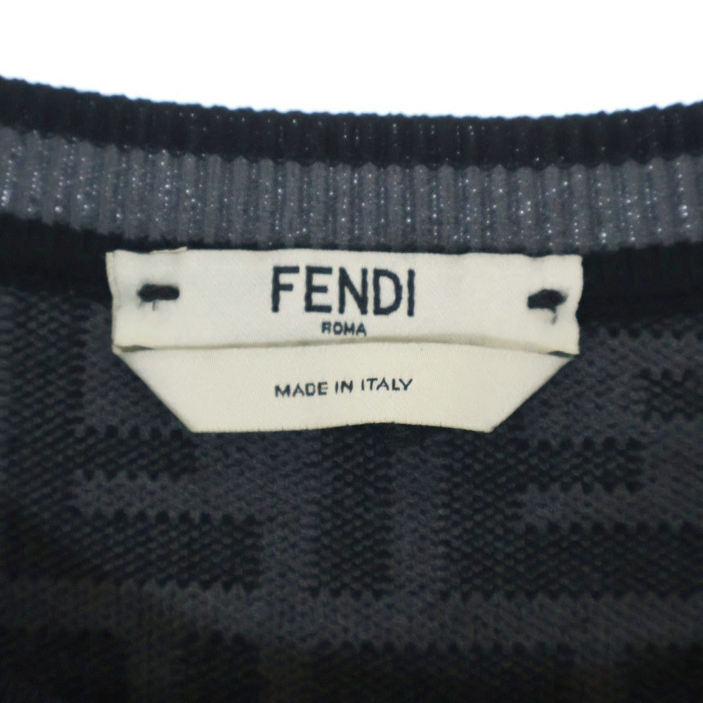FENDI(フェンディ) FFロゴ ズッカ柄 クルーネックニットセーター FZY703 A5QG ブラック