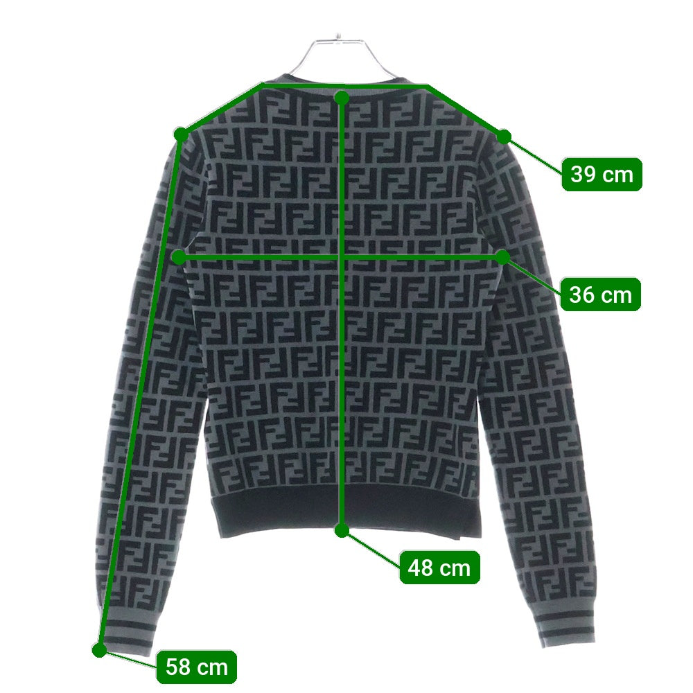 FENDI(フェンディ) FFロゴ ズッカ柄 クルーネックニットセーター FZY703 A5QG ブラック
