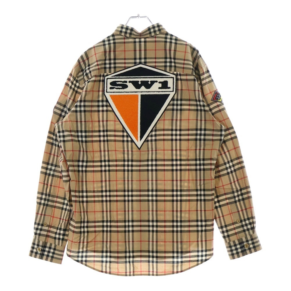 BURBERRY(バーバリー) 19AW SW1 LOGO CHECK SHIRTS ノバチェック 刺繍ロゴ 長袖チェックシャツ 8024529 ベージュ