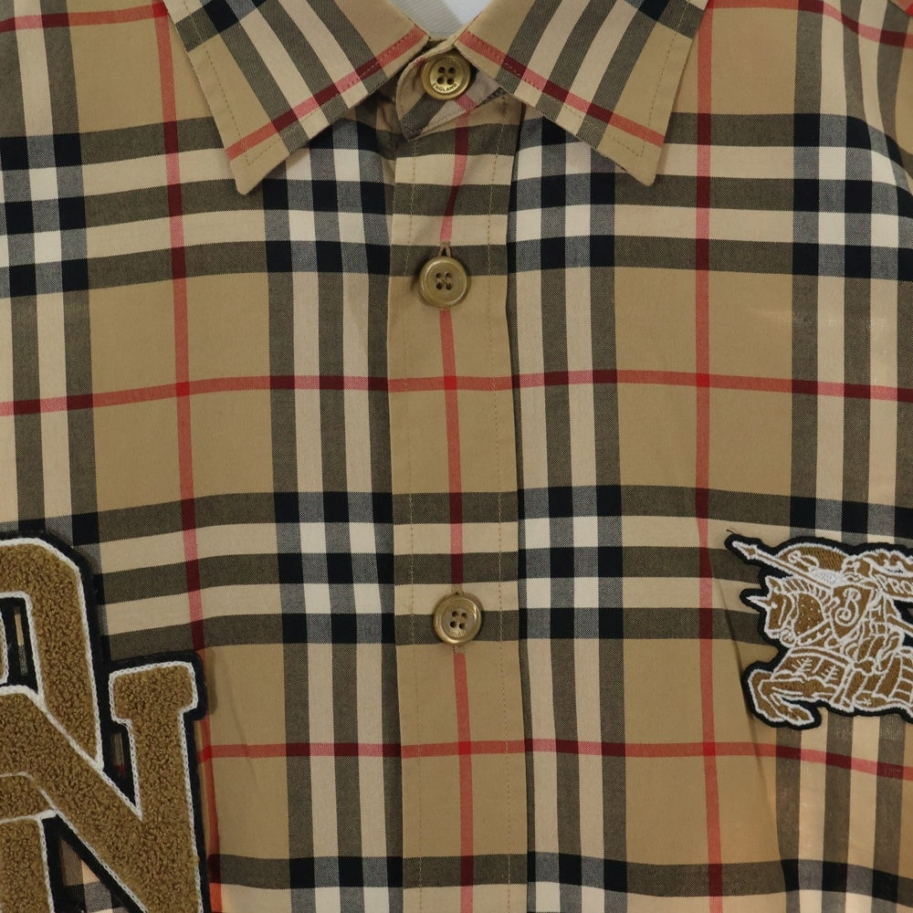 BURBERRY(バーバリー) 19AW SW1 LOGO CHECK SHIRTS ノバチェック 刺繍ロゴ 長袖チェックシャツ 8024529 ベージュ