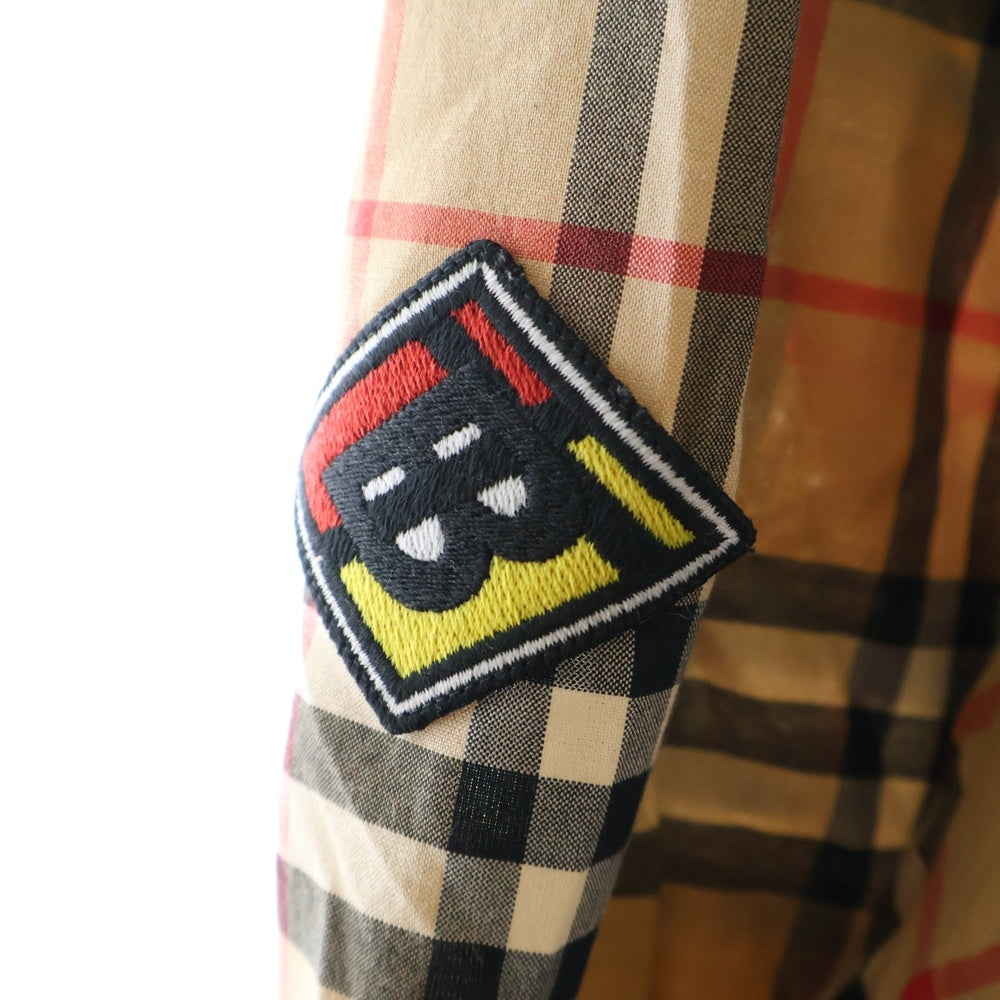 BURBERRY(バーバリー) 19AW SW1 LOGO CHECK SHIRTS ノバチェック 刺繍ロゴ 長袖チェックシャツ 8024529 ベージュ
