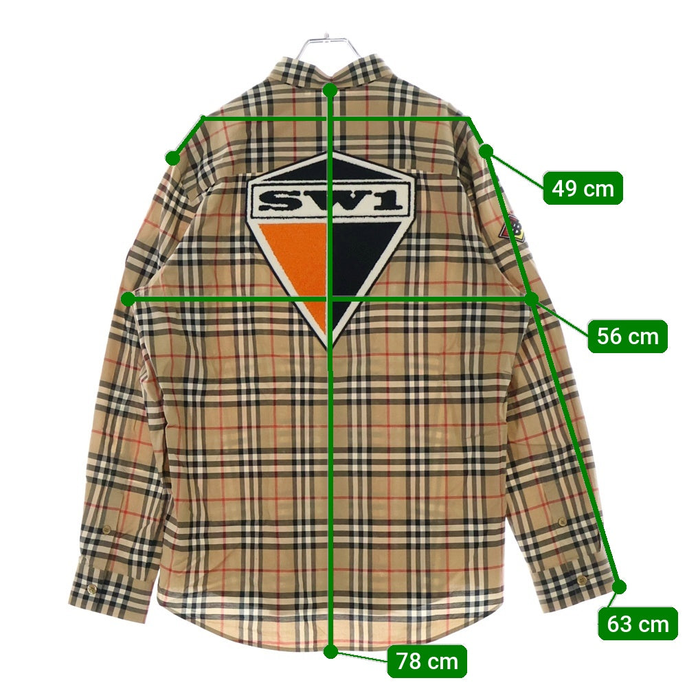 BURBERRY(バーバリー) 19AW SW1 LOGO CHECK SHIRTS ノバチェック 刺繍ロゴ 長袖チェックシャツ 8024529 ベージュ