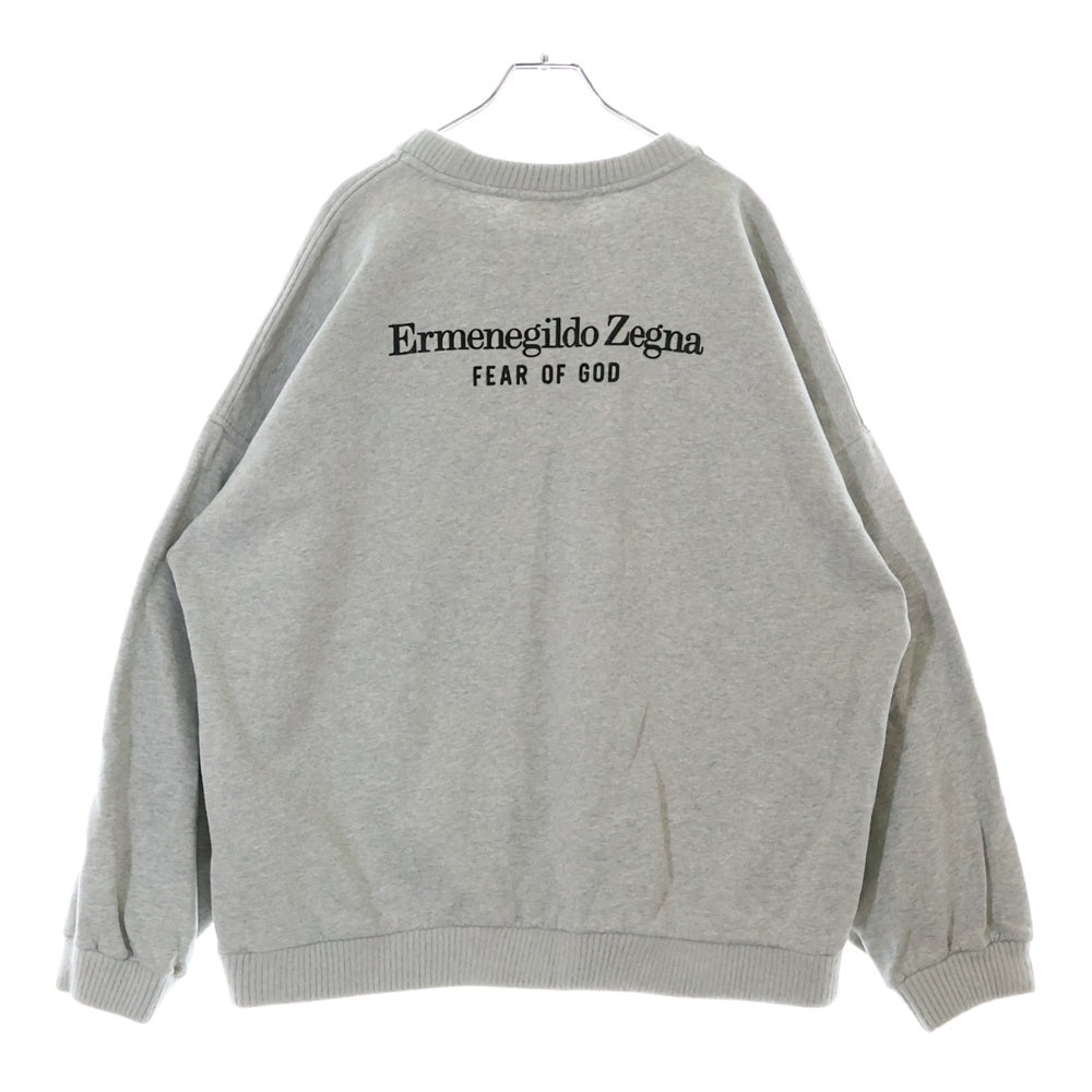 FEAR OF GOD ESSENTIALS(フィアオブゴッド エッセンシャルズ) ×Ermenegildo Zegna エルメネジルドゼニア アップリケロゴ クルーネックスウェットシャツ グレー