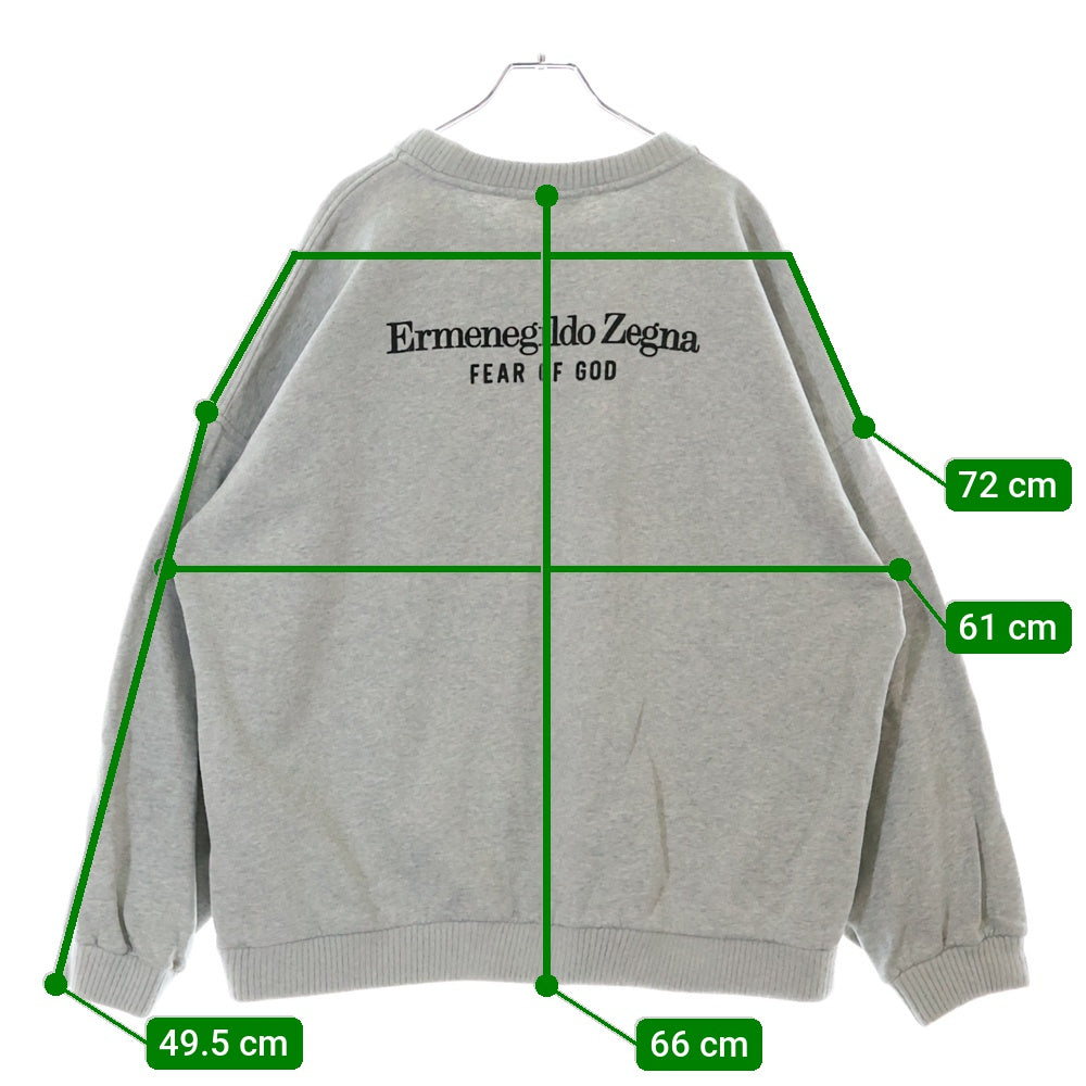FEAR OF GOD ESSENTIALS(フィアオブゴッド エッセンシャルズ) ×Ermenegildo Zegna エルメネジルドゼニア アップリケロゴ クルーネックスウェットシャツ グレー