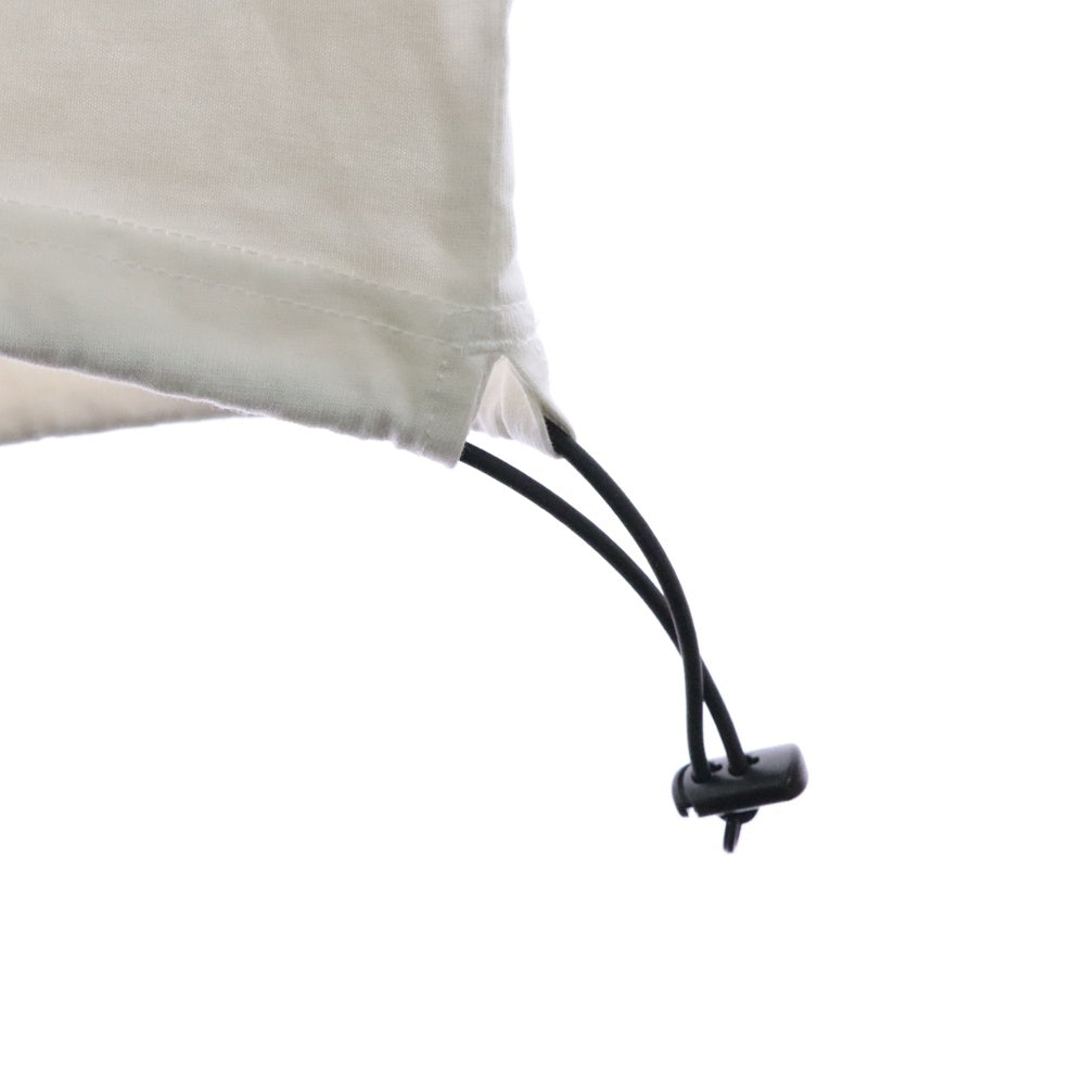 NO BRAND(ノーブランド) THE SWINGGGR ドローコード フリントプリント クルーネック半袖Tシャツ ホワイト