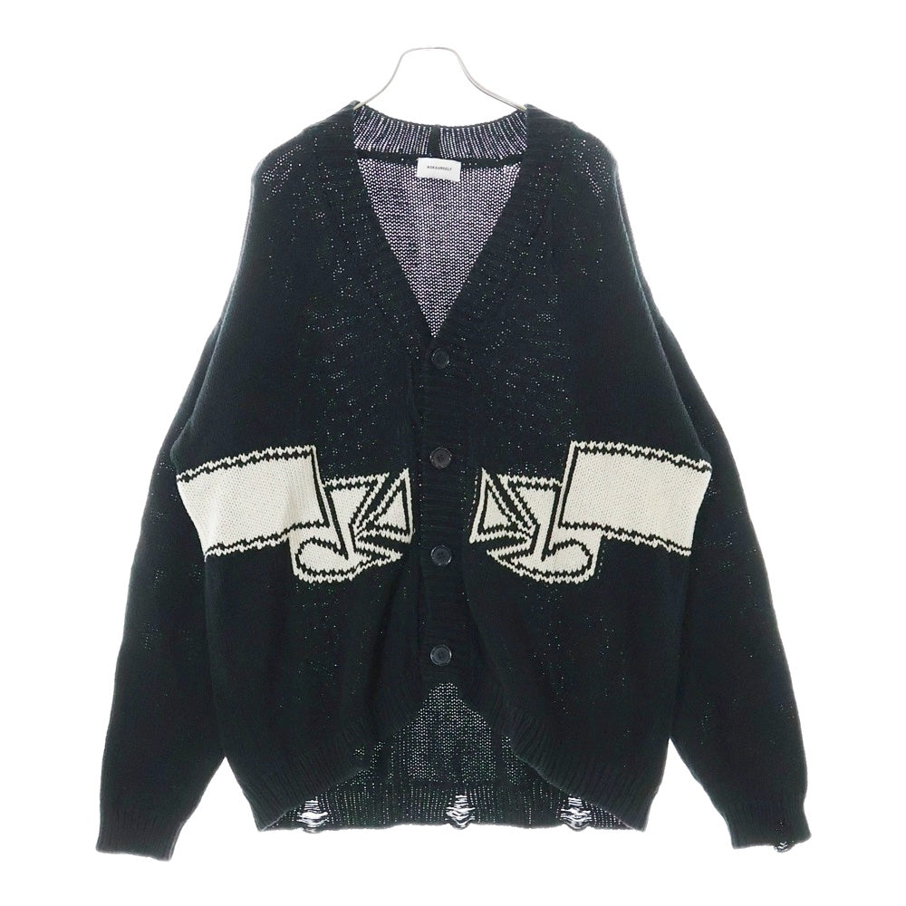 ASKYURSELF(アスクユアセルフ) Chunky Banned Knit Cardigan チャンキー ニットカーディガン ブラック
