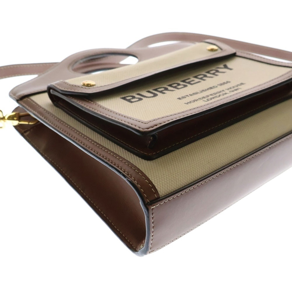 BURBERRY(バーバリー) 2WAY ホースフェリー キャンバス レザー ハンド ショルダーバッグ ベージュ レディース