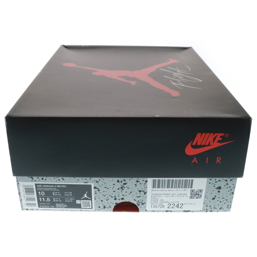 NIKE(ナイキ) AIR JORDAN 4 RETRO WHITE CEMENT SUMMIT WHITE エアジョーダン 4 レトロ サミットホワイト FV5029 100 US10/28cm