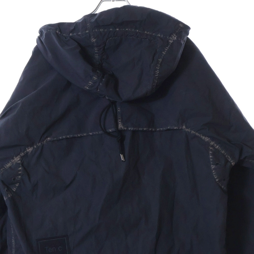 Ten C(テンシー) Mid Layer オーバーダイ フーデッド ナイロンアノラック ジャケット ブラック TC-J1618