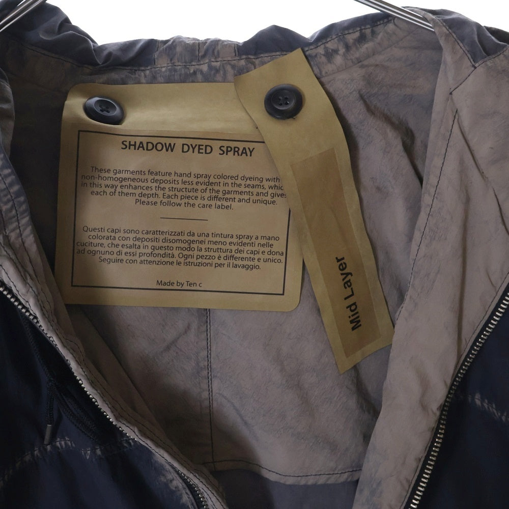 Ten C(テンシー) Mid Layer オーバーダイ フーデッド ナイロンアノラック ジャケット ブラック TC-J1618
