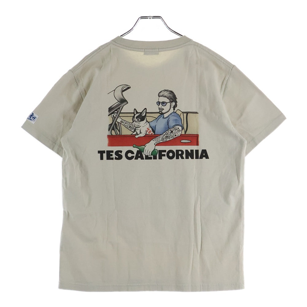 TES(テス) ロゴプリント クルーネックTシャツカットソー ベージュ
