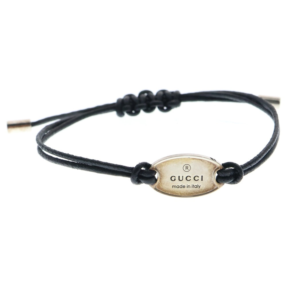GUCCI(グッチ) ロゴプレート コードブレスレット 797194 ブラック/シルバー