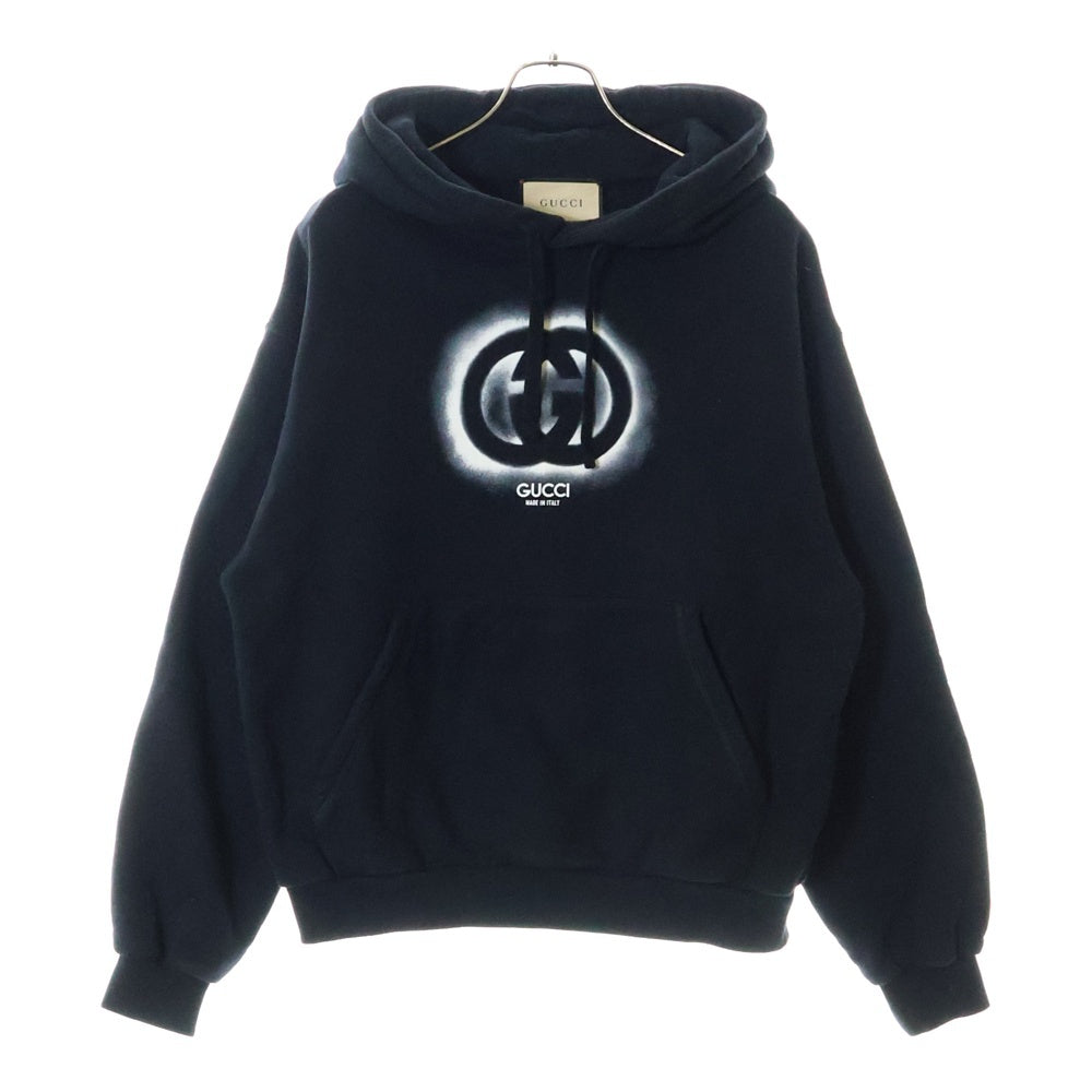 GUCCI(グッチ) インターロッキング Gスプレーロゴ フーディプルオーバーパーカー 770839 ブラック