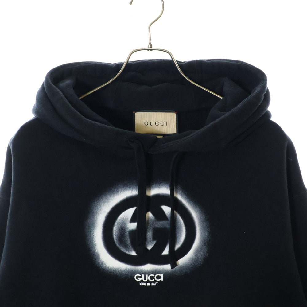 GUCCI(グッチ) インターロッキング Gスプレーロゴ フーディプルオーバーパーカー 770839 ブラック
